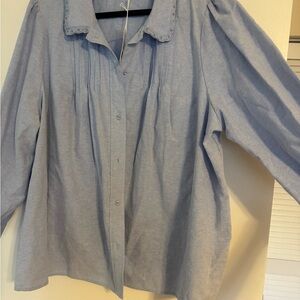LC Lauren Conrad Blue Oversized Button Down Shirt